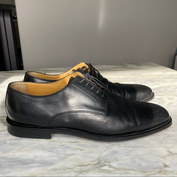 JOHNSTON & MURPHY Black Deer Leather Oxford Dress Shoe size Men’s 12 - Picture 2 of 8